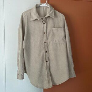 Cream and tan corduroy button up
